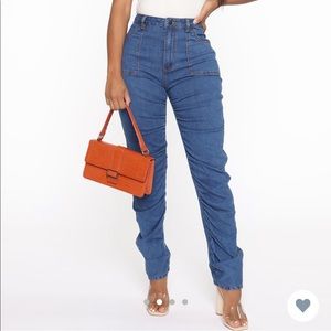 Ruched FashionNova Jeans - Never Worn!
